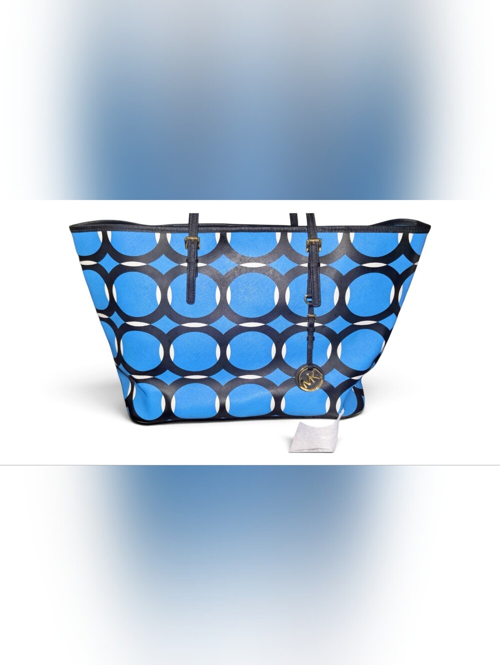 Michael Kors Blue Geometric Tote with Navy Accents